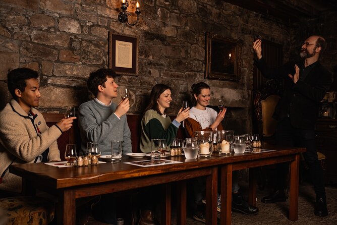 Small Group Edinburgh Whisky Tour and Tasting - The 15-person group and the TourTalk audio setup
